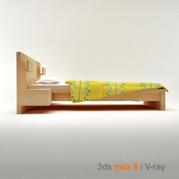 3d architectural visualization bedside cabinet model - MALM bed 140 with bedside cabinet by lajhar
